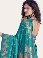 Teal Blue Soft Banarasi Silk Saree